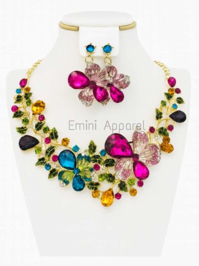 Multicolor Butterfly & Floral Jewelry Set